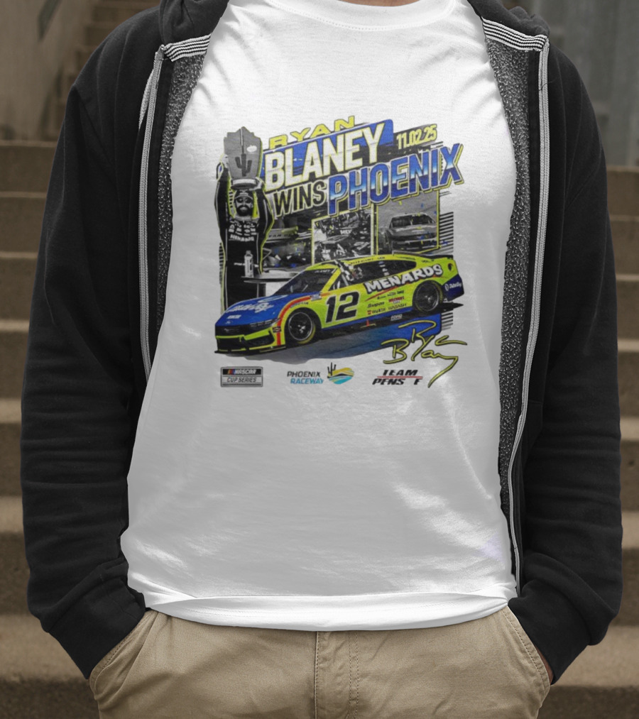 Ryan Blaney Wins Phoenix 11.02.25 NASCAR Cup Series Menards 12 Car Championship Race Phoenix Raceway T-Shirt