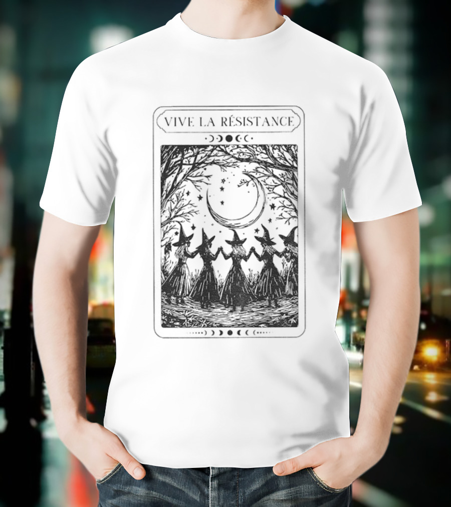 Vive La Resistance Crescent Moon Witches Tarot Card Halloween Feminist Anti Patriarchy T-Shirt