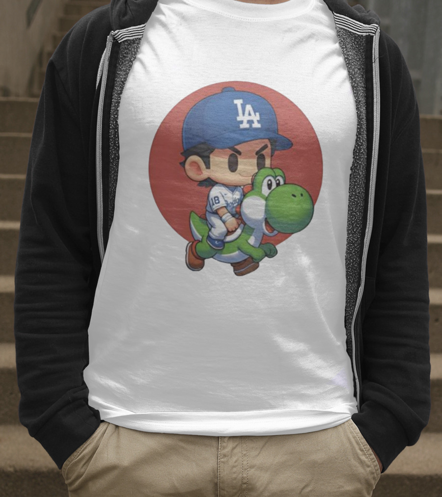 Yoshiiiiiii Natural Top Doyers Dave Yoshinobu LA Baseball Yoshi Riding 18 T-Shirt