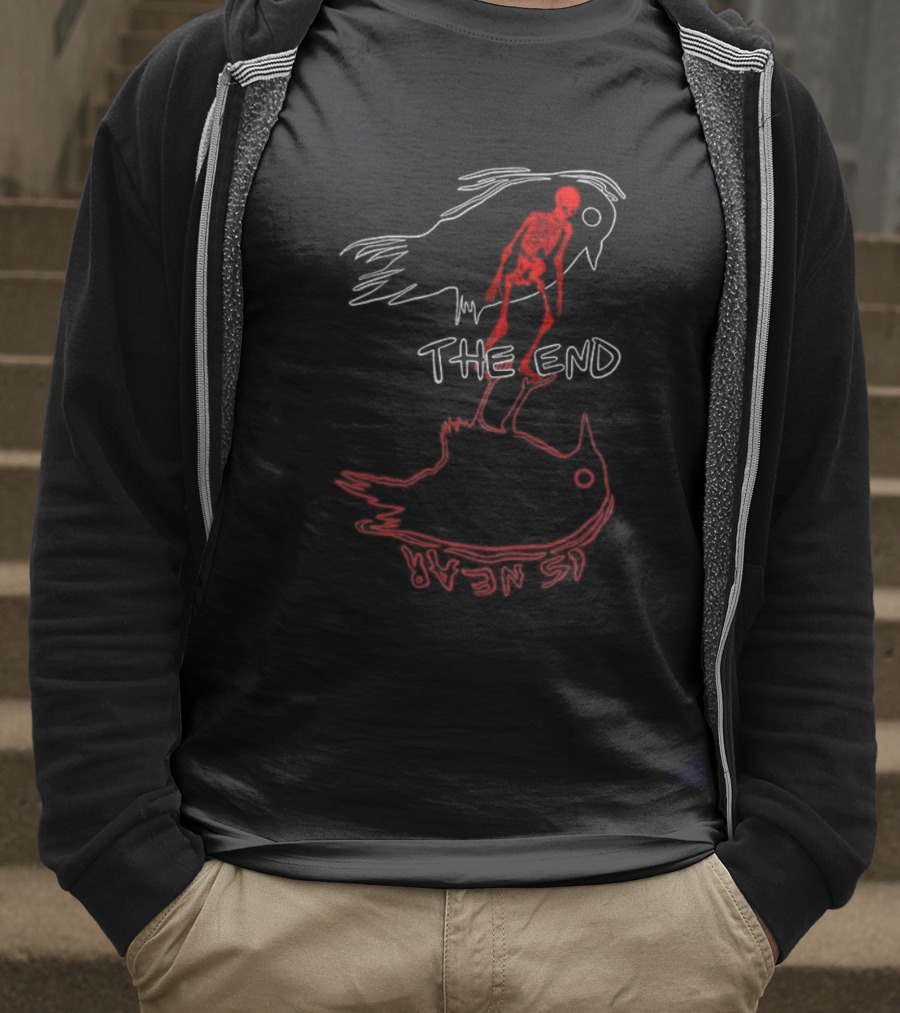 Skeleton The End Spooky Ghosts And Birds T-Shirt