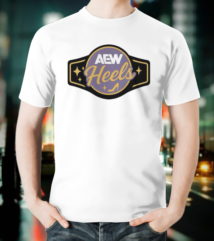 AEW Heels Belt High Heel Stars T-Shirt
