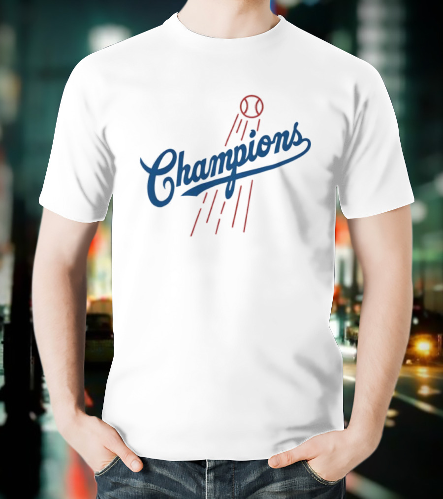 Champions Baseball Red Blue Artistic MLB Style T-Shirt