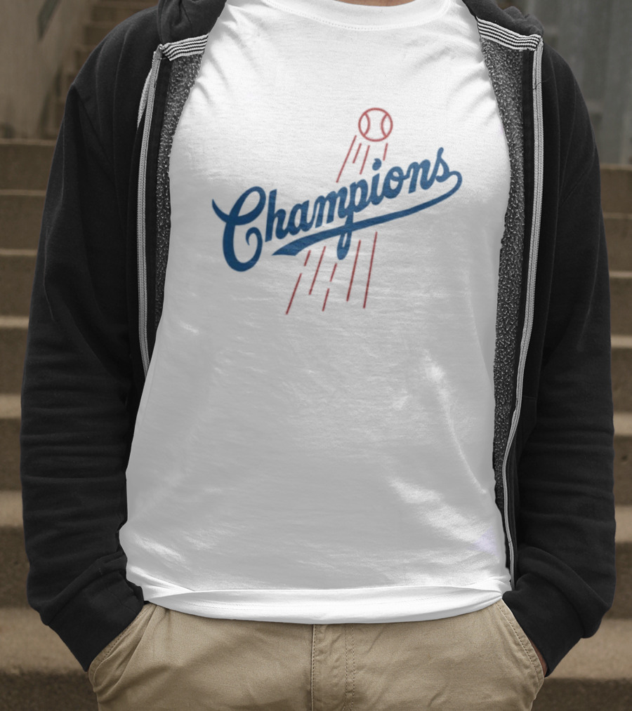 Champions Baseball Red Blue Artistic MLB Style T-Shirt