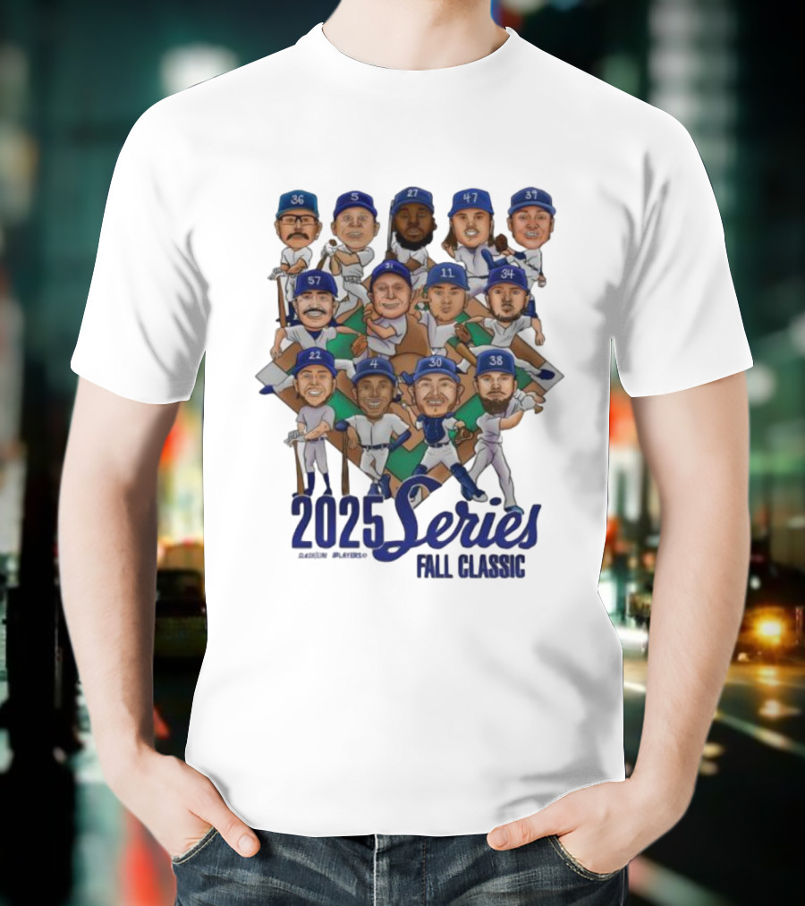 Los Angeles Dodgers 2025 Series Fall Classic Baseball Team Caricature Players T-Shirt