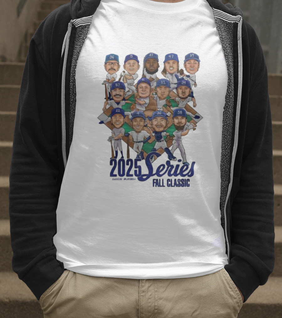 Los Angeles Dodgers 2025 Series Fall Classic Baseball Team Caricature Players T-Shirt