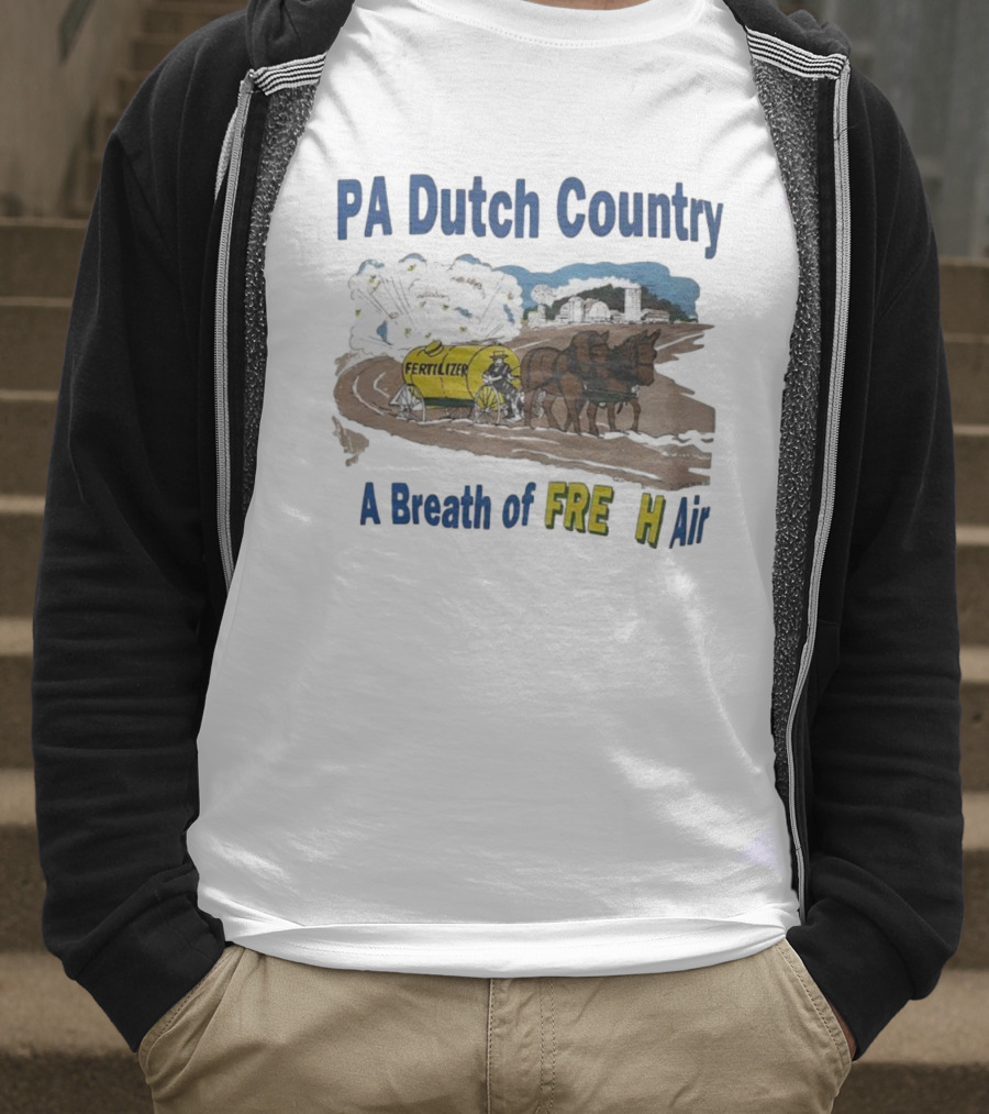 PA Dutch Country A Breath Of Fresh Air Horse-Drawn Fertilizer Vintage Scene T-Shirt
