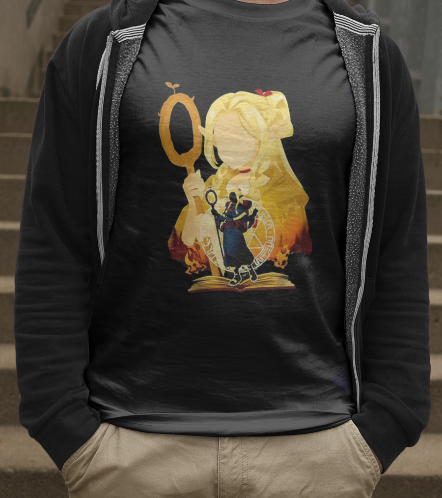 Marcille Donato Delicious In Dungeon Anime Arcane Revival Character With Magic Staff T-Shirt