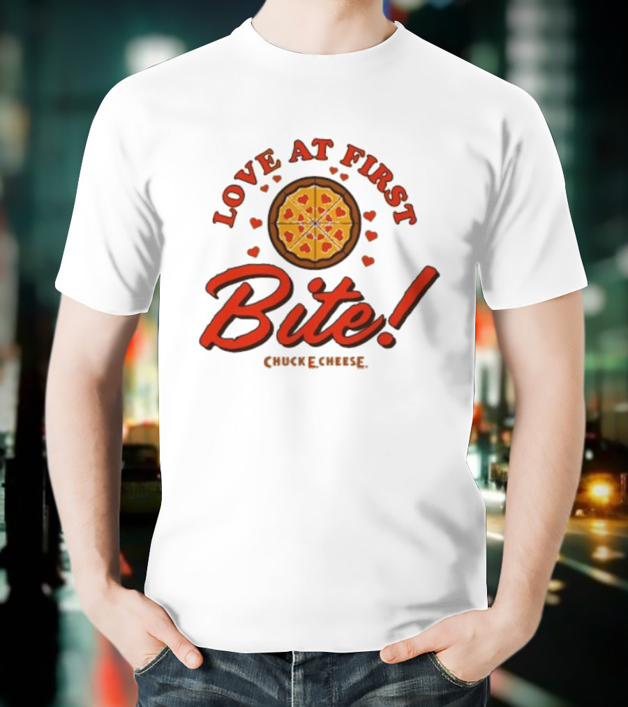 Love At First Bite Chuck E Cheese Pizza Hearts T-Shirt