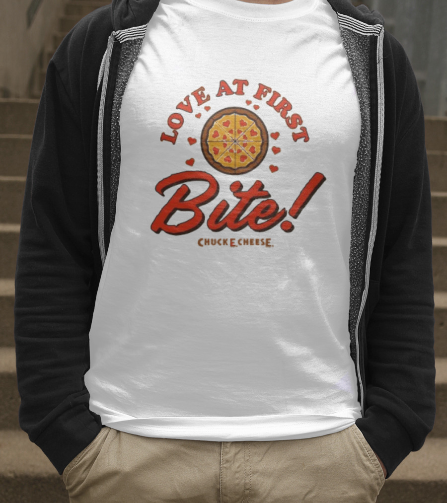 Love At First Bite Chuck E Cheese Pizza Hearts T-Shirt
