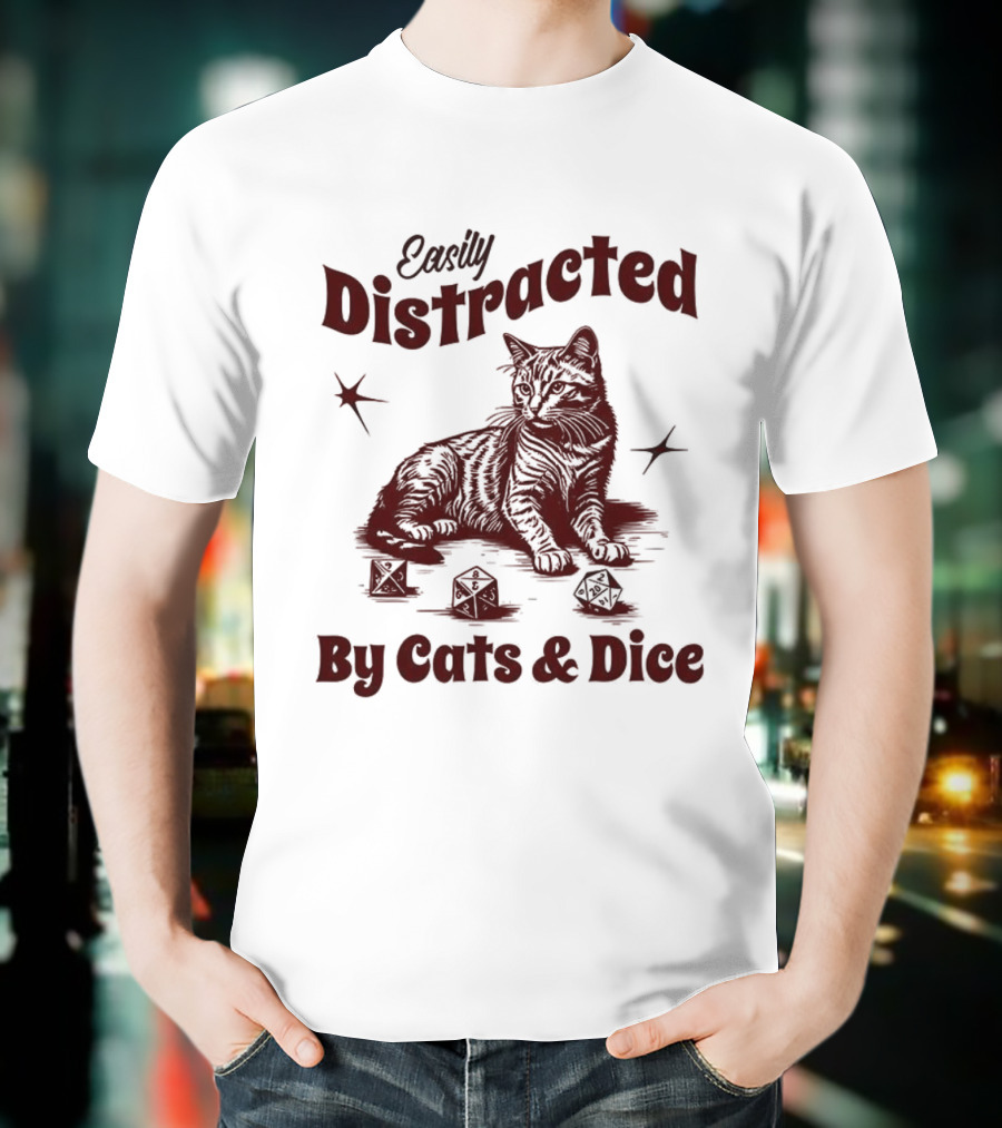 Easily Distracted By Cats And Dice T-Shirt