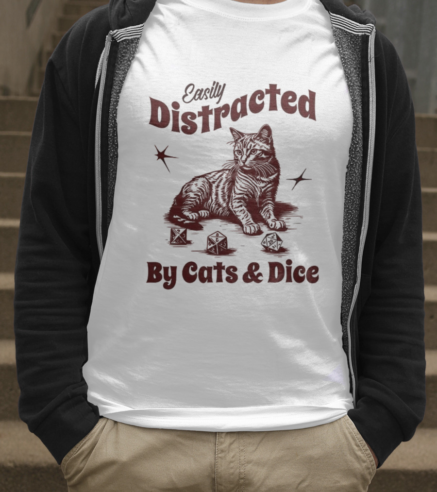 Easily Distracted By Cats And Dice T-Shirt