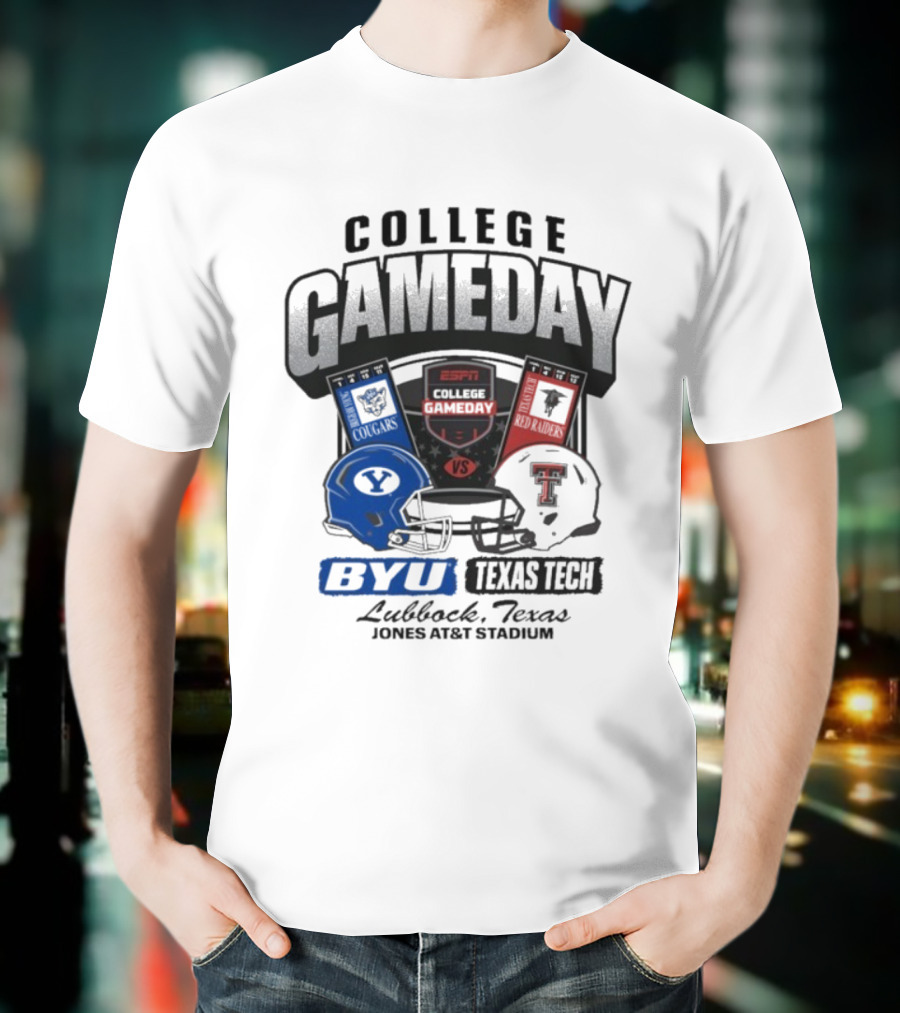 BYU Cougars Vs Texas Tech Red Raiders College Gameday ESPN Jones AT&T Stadium Lubbock Texas T-Shirt