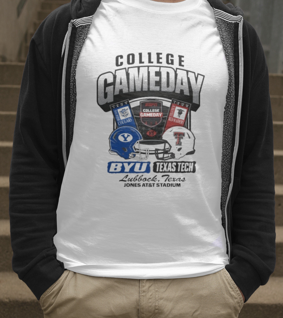 BYU Cougars Vs Texas Tech Red Raiders College Gameday ESPN Jones AT&T Stadium Lubbock Texas T-Shirt
