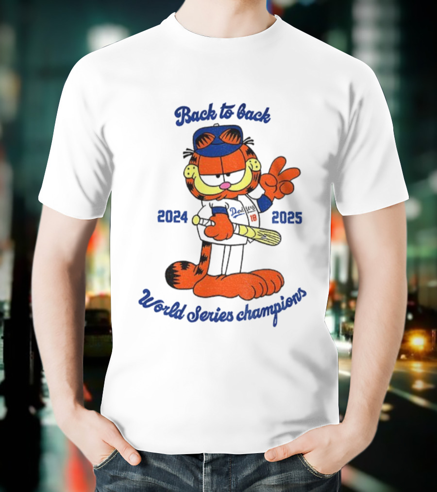 Back To Back Dodgers Orange Cat 2024 2025 World Series Champions T-Shirt