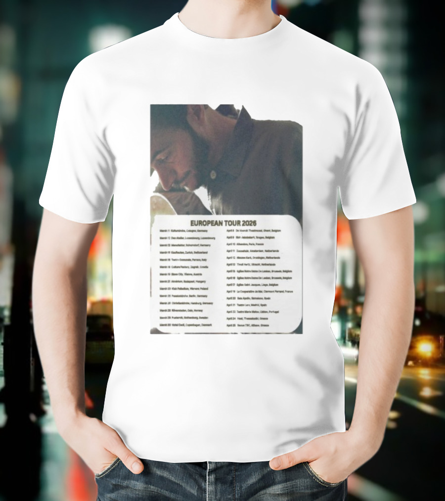 Tom Smith European Tour 2026 Cologne To Athens Concert Dates T-Shirt