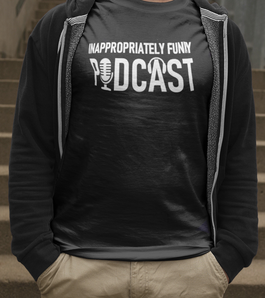 Inappropriately Funny Podcast Microphone Headphones T-Shirt