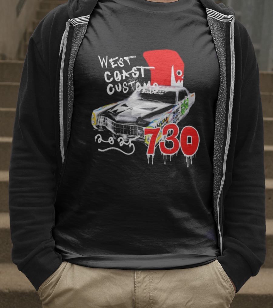 West Coast Customs 2025 Car With Red Shark Fin 730 T-Shirt
