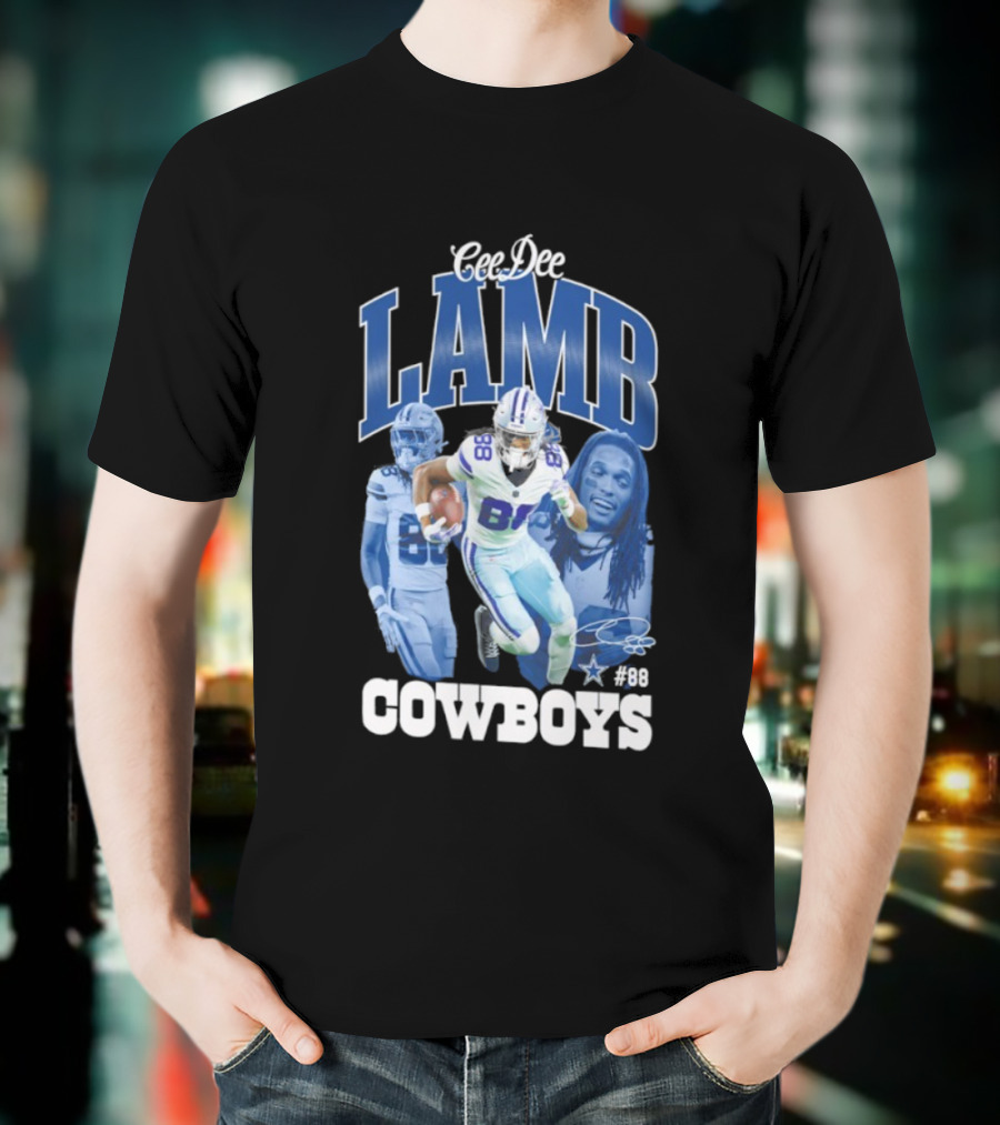 CeeDee Lamb Dallas Cowboys 88 NFL Outerstuff Triple Photo Style T-Shirt