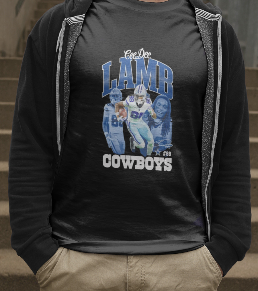 CeeDee Lamb Dallas Cowboys 88 NFL Outerstuff Triple Photo Style T-Shirt