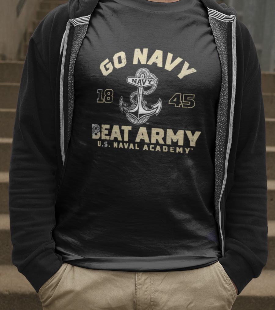 Go Navy Beat Army US Naval Academy 1845 Anchor Logo T-Shirt