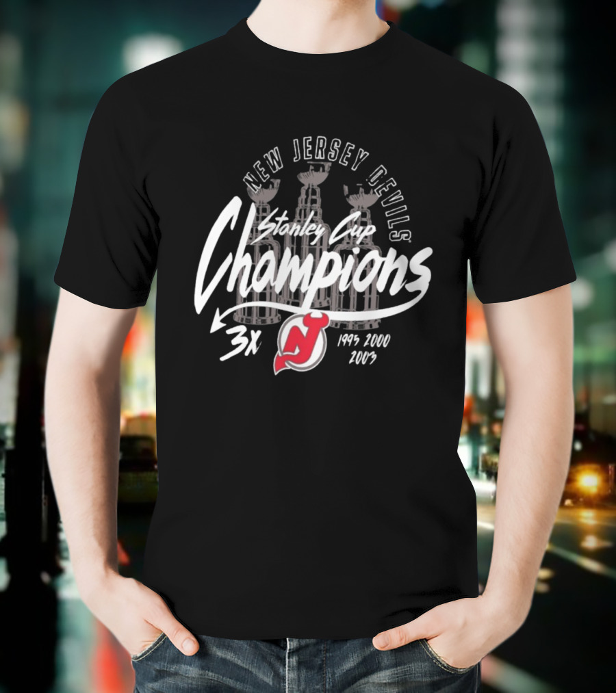 New Jersey Devils 3x Stanley Cup Champions 1995 2000 2003 T-Shirt