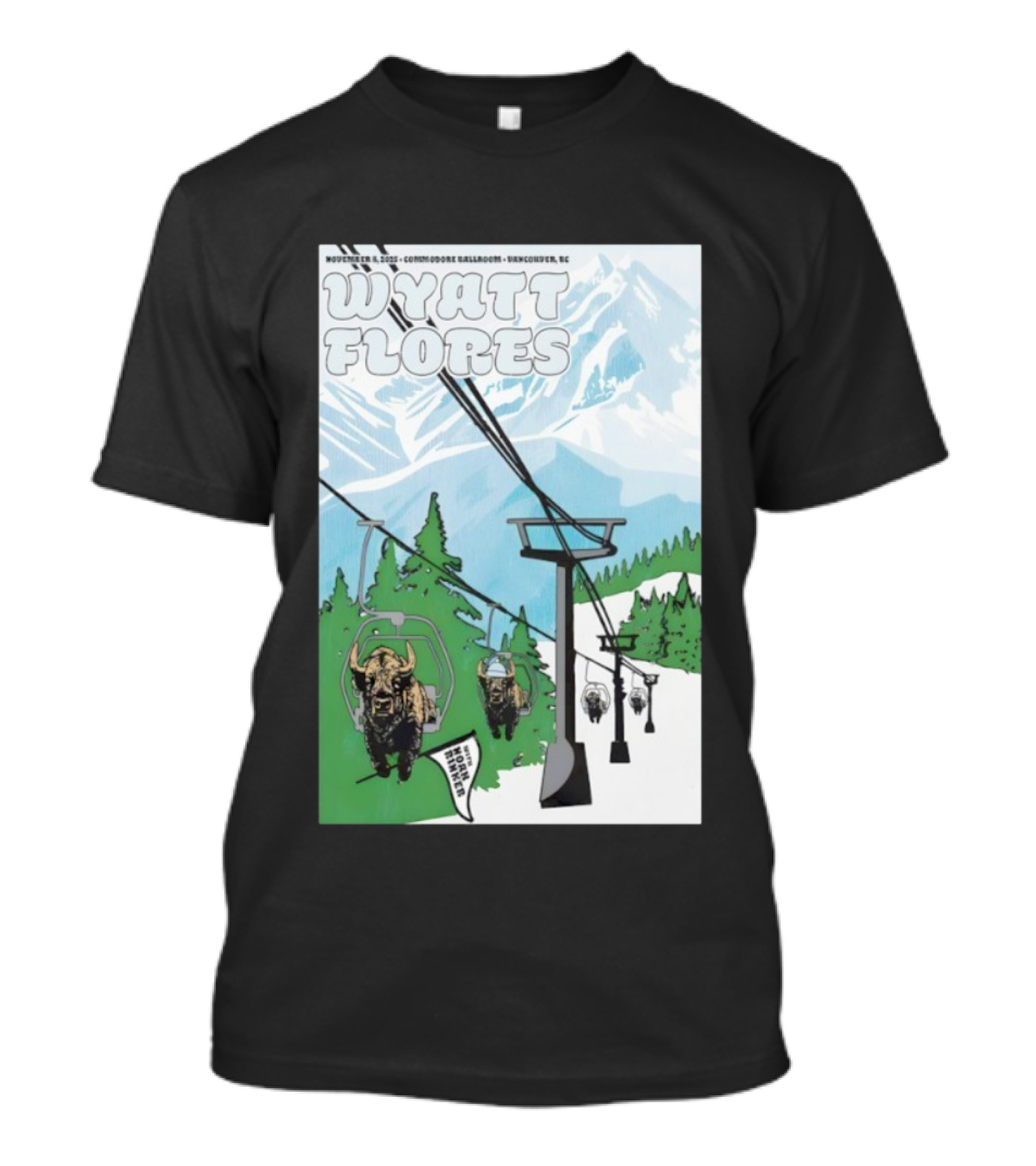 Wyatt Flores Nov 8 2025 Commodore Ballroom Vancouver BC Ski Lift Buffalo Artwork T-Shirt