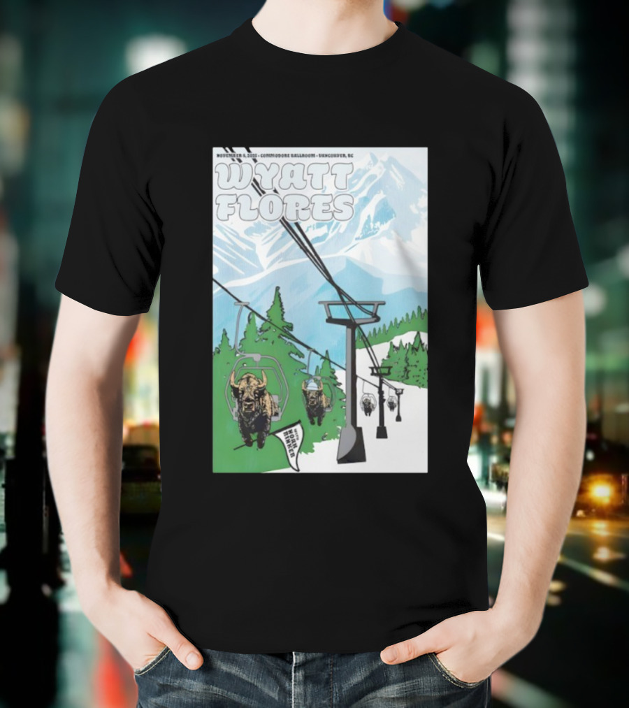 Wyatt Flores Nov 8 2025 Commodore Ballroom Vancouver BC Ski Lift Buffalo Artwork T-Shirt