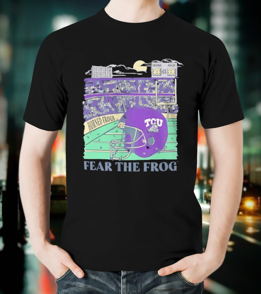 TCU Horned Frogs Football Fear The Frog Helmet Stadium Scene T-Shirt