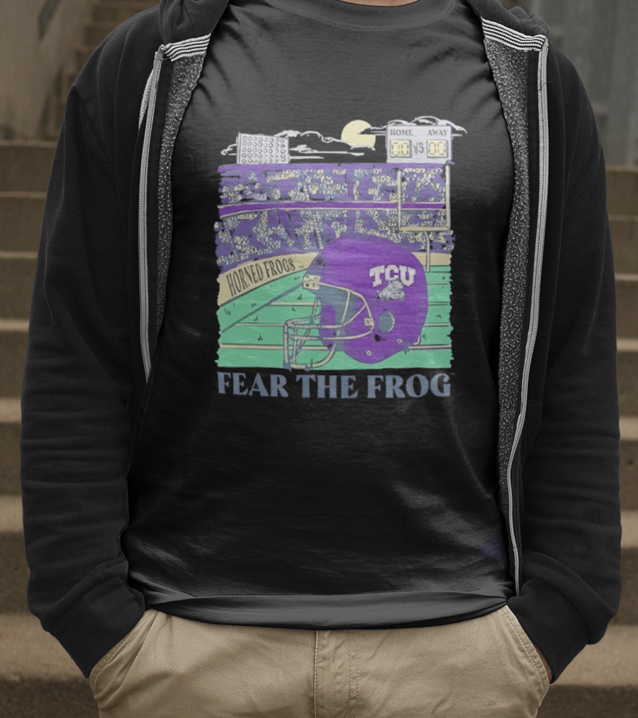 TCU Horned Frogs Football Fear The Frog Helmet Stadium Scene T-Shirt