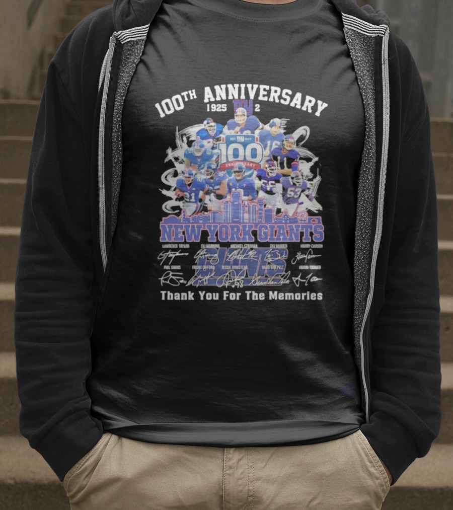 100th Anniversary New York Giants Thank You For The Memories 1925-2025 NFL Legends T-Shirt