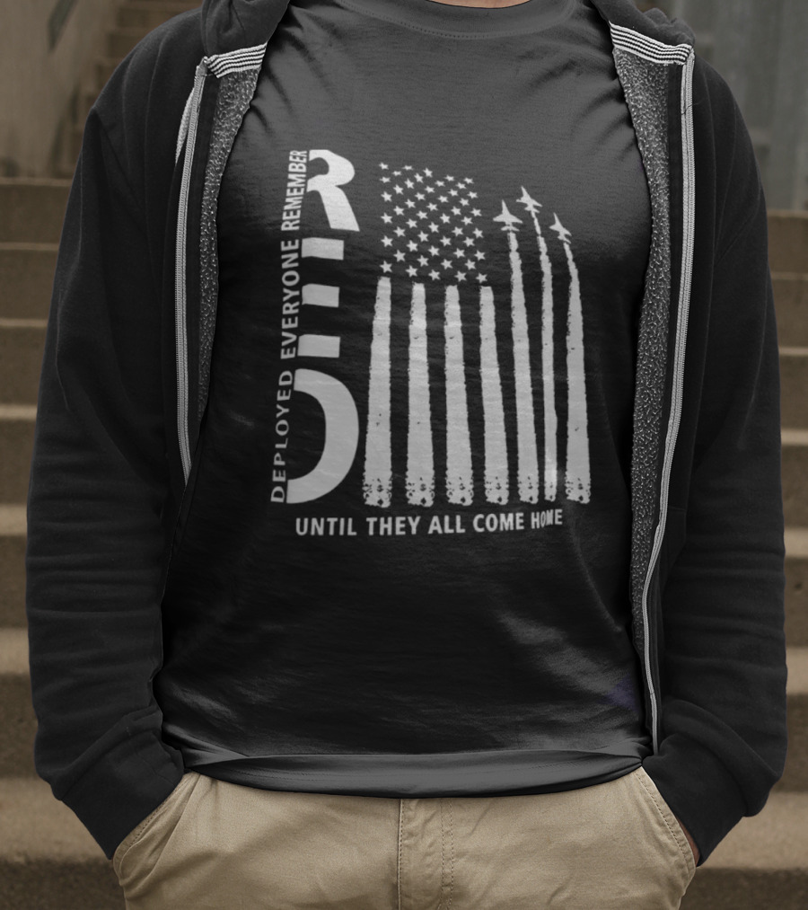 R.E.D. Friday Deployed Everyone Remember Until They All Come Home Flag Design With Jets T-Shirt