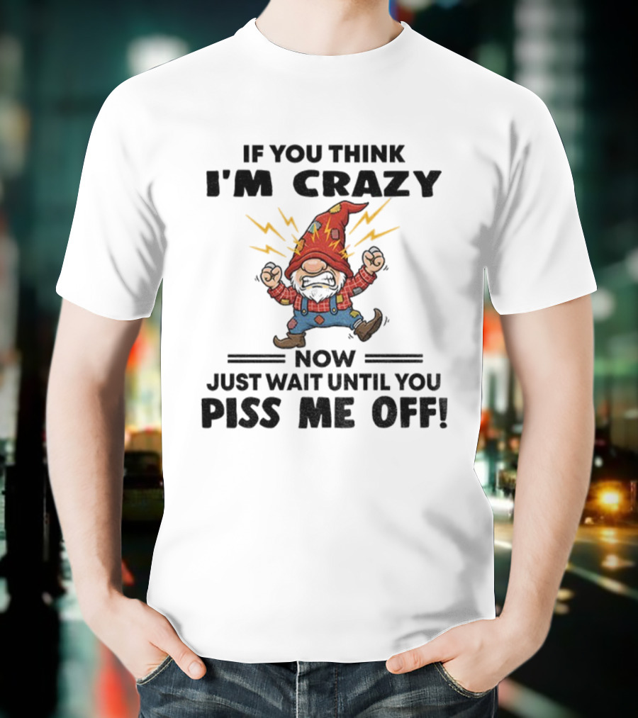 If You Think I'm Crazy Now Just Wait Until You Piss Me Off Grumpy Gnome Lightning Hat T-Shirt