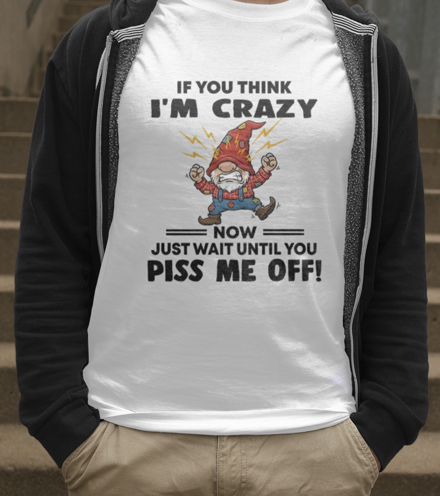 If You Think I'm Crazy Now Just Wait Until You Piss Me Off Grumpy Gnome Lightning Hat T-Shirt