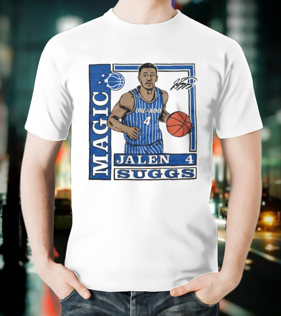 Orlando Magic Jalen Suggs Signature Wax Pack Basketball Player Number 4 T-Shirt