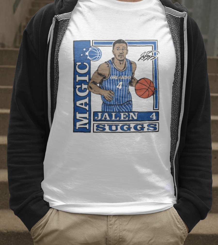 Orlando Magic Jalen Suggs Signature Wax Pack Basketball Player Number 4 T-Shirt
