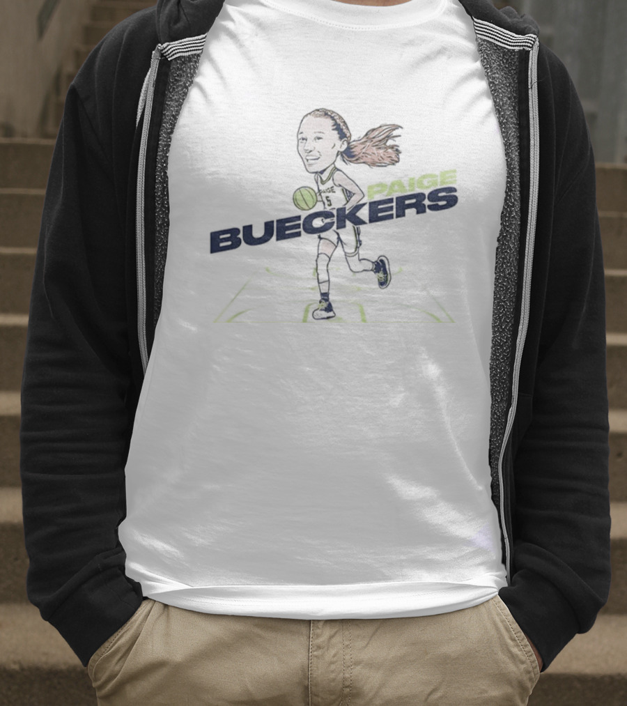 ```Paige Bueckers Cartoon Caricature Dallas Wings WNBA Basketball 2025``` T-Shirt