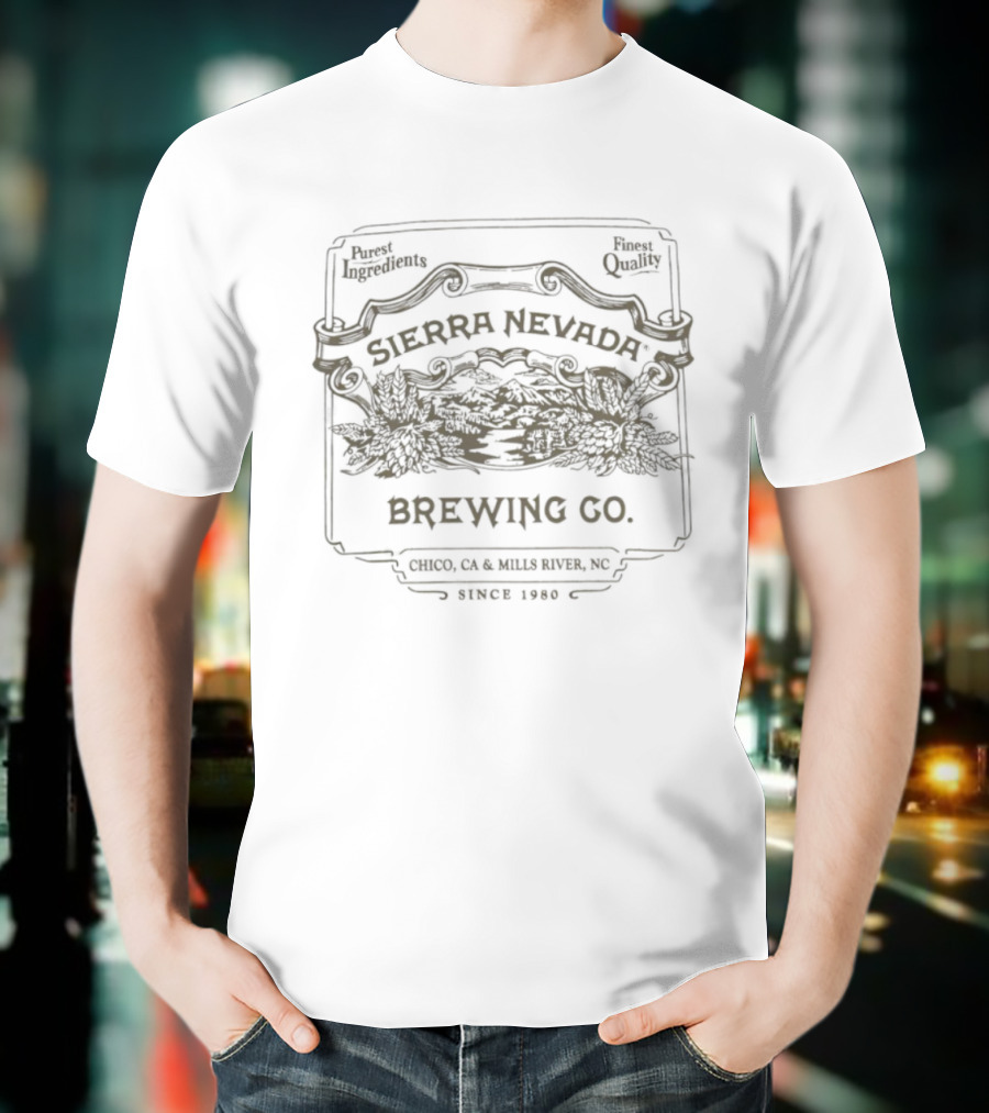 Sierra Nevada Brewing Co. Chico California Fresh Seal Quality Beer Estd 1980 T-Shirt