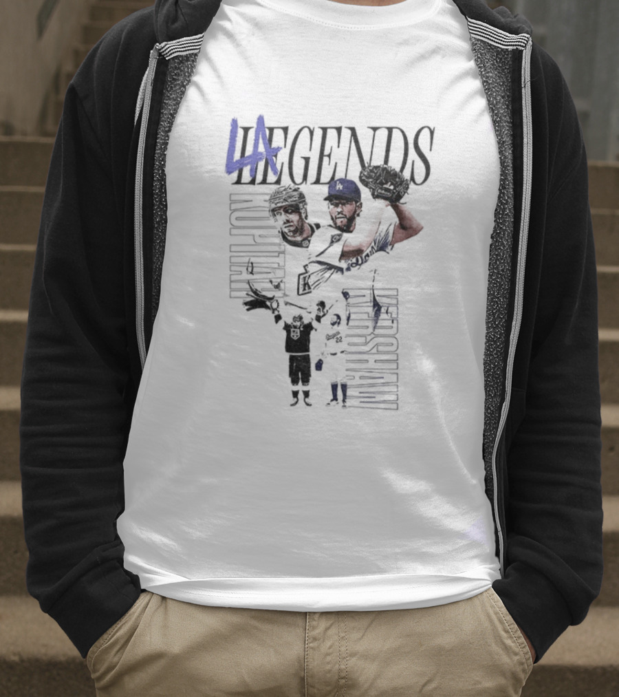 LA Legends Clayton Kershaw Los Angeles Dodgers Anze Kopitar Los Angeles Kings Tribute T-Shirt