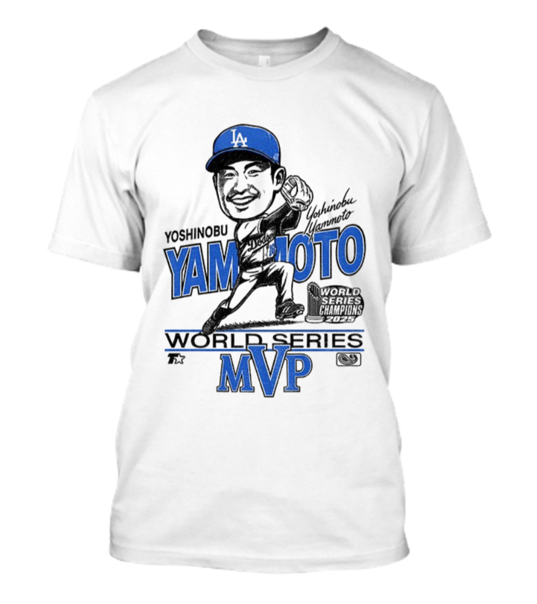 Yoshinobu Yamamoto Los Angeles Dodgers World Series MVP 2025 Baseball Caricature T-Shirt