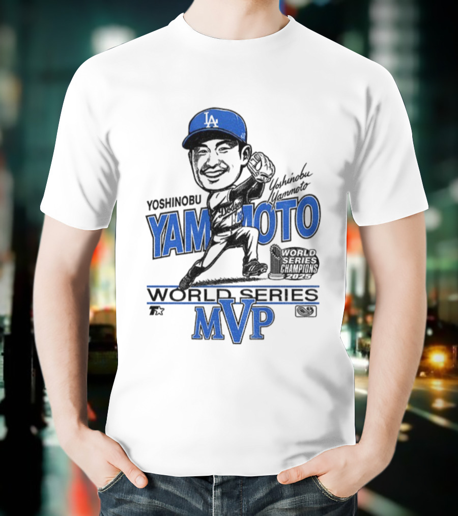 Yoshinobu Yamamoto Los Angeles Dodgers World Series MVP 2025 Baseball Caricature T-Shirt