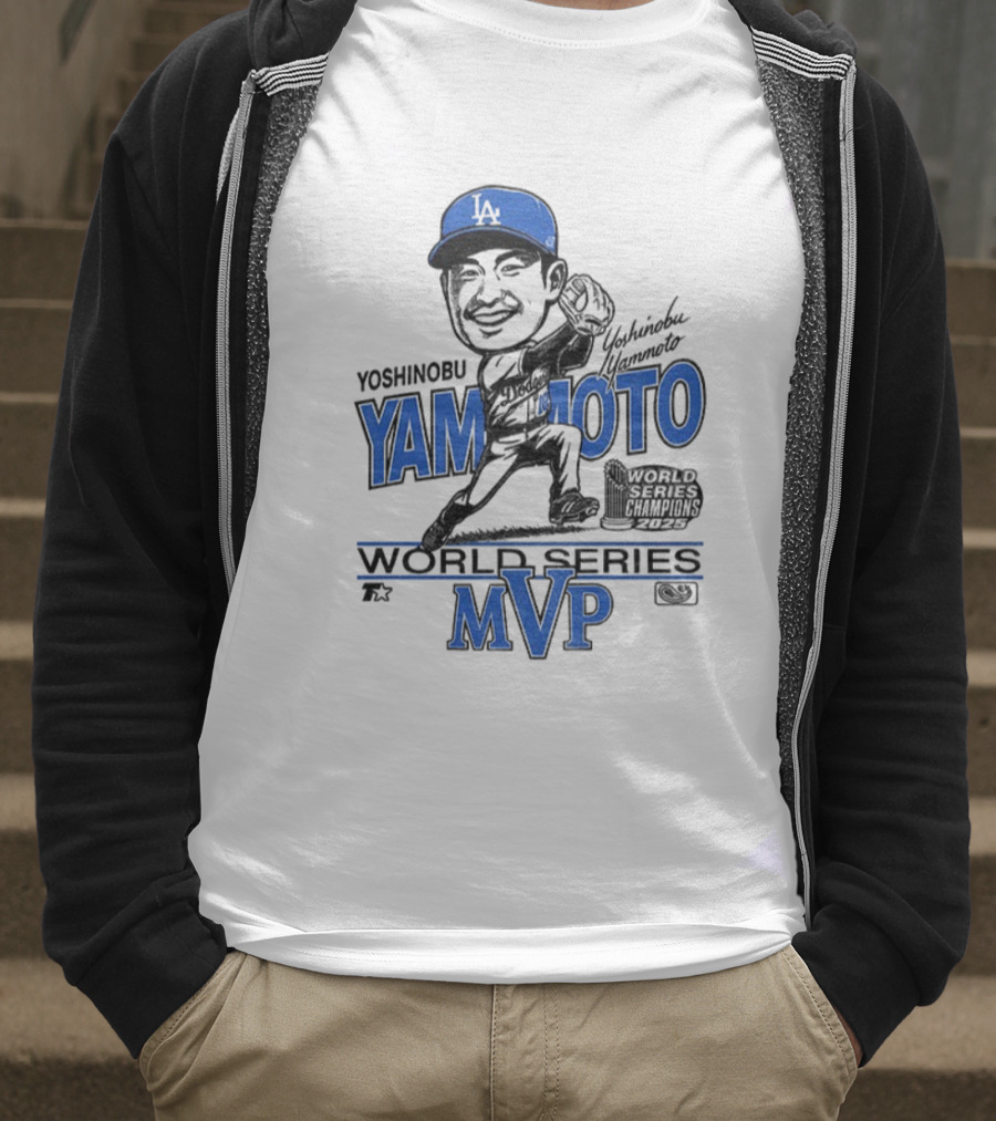 Yoshinobu Yamamoto Los Angeles Dodgers World Series MVP 2025 Baseball Caricature T-Shirt