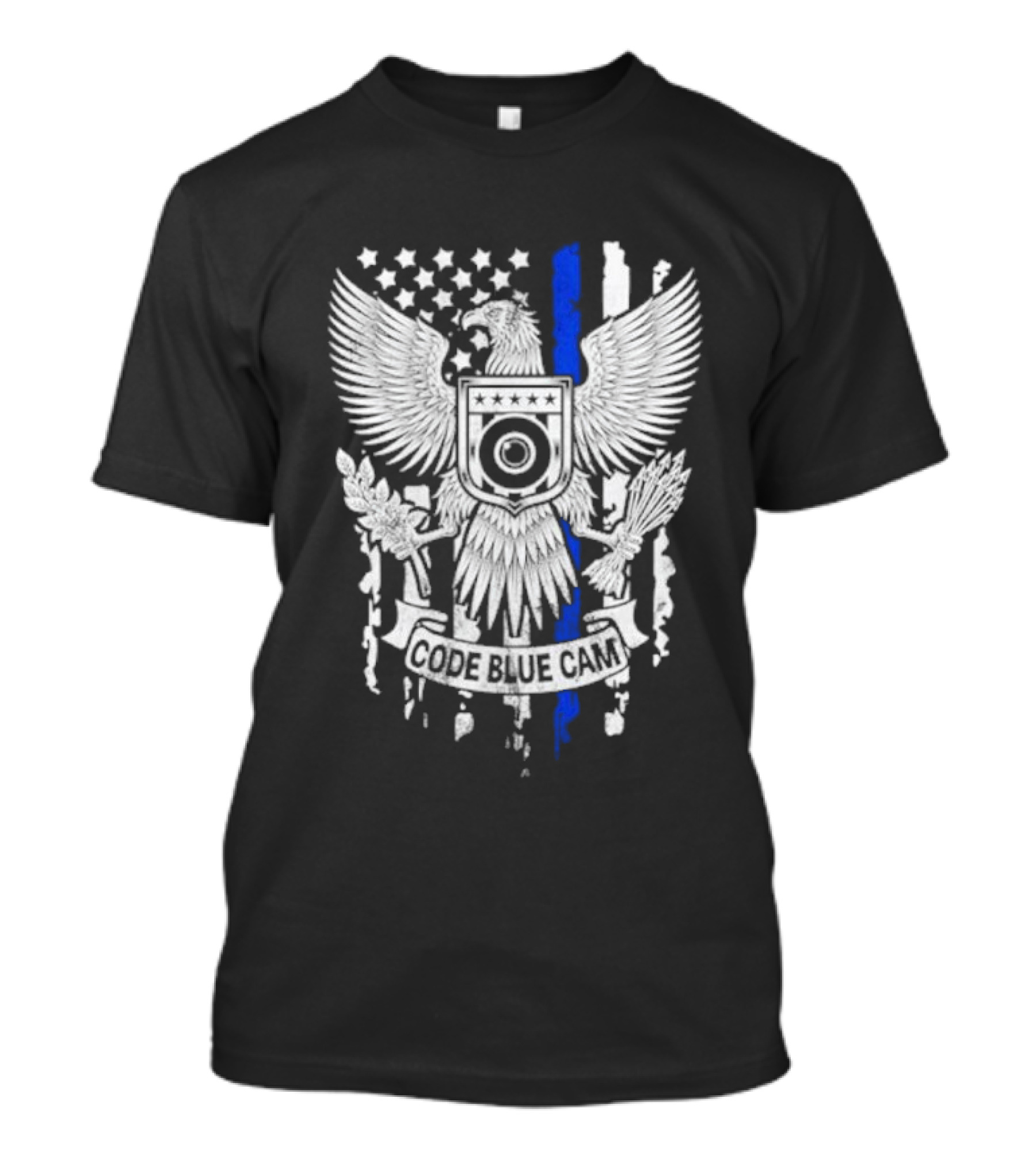 Code Blue Cam Eagle With USA Flag Elements And Thin Blue Line T-Shirt
