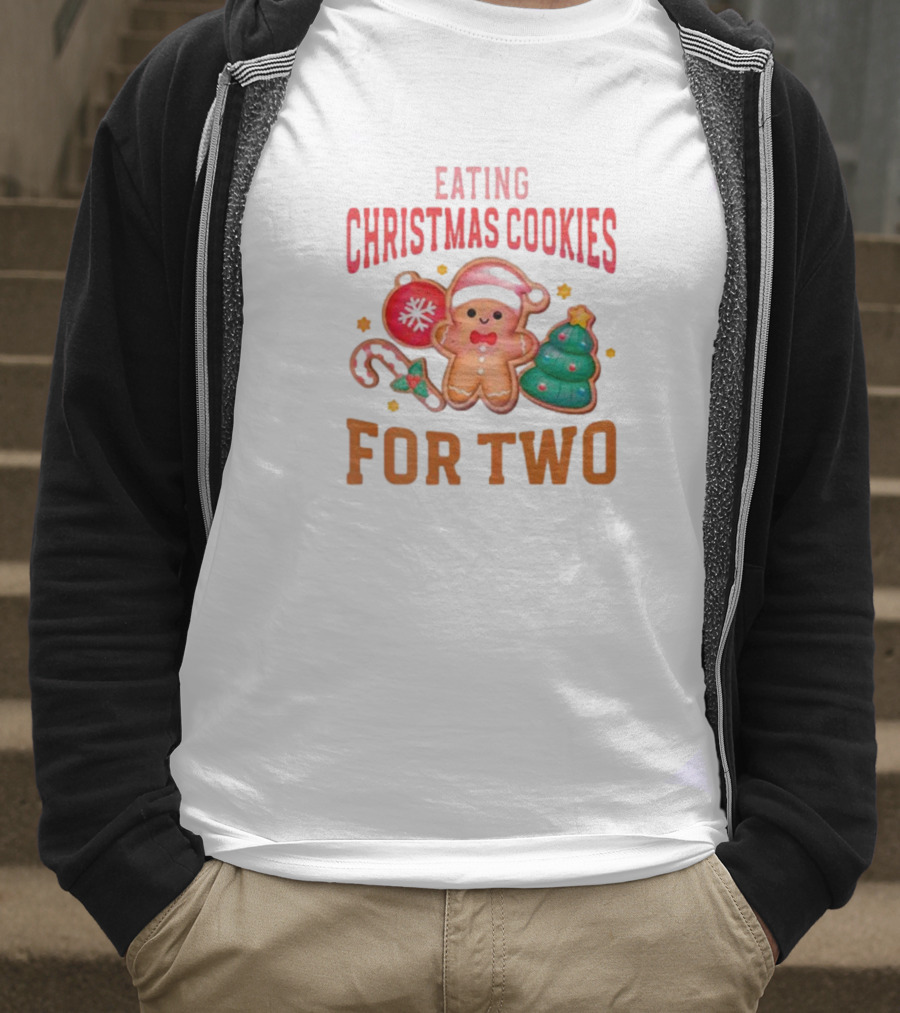 Eating Christmas Cookies For Two Gingerbread Tree Ornaments T-Shirt