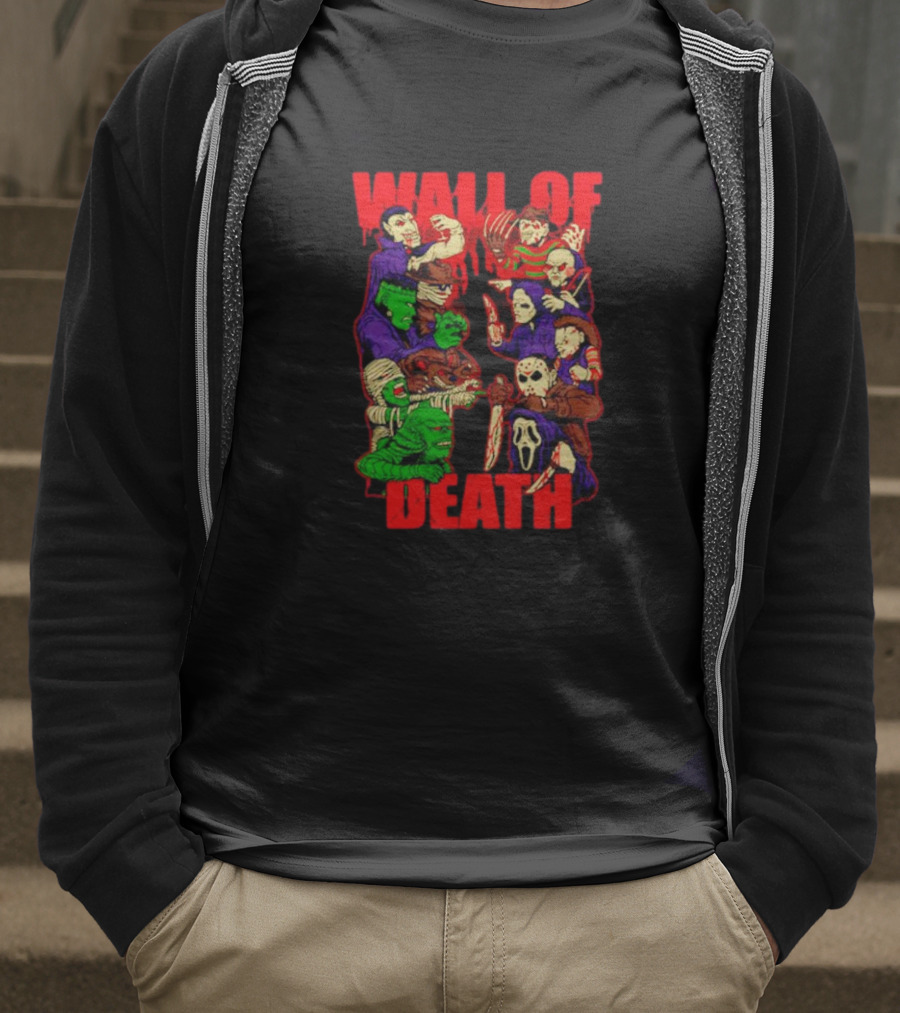 Wall Of Death Monster Horror Icons Collage T-Shirt