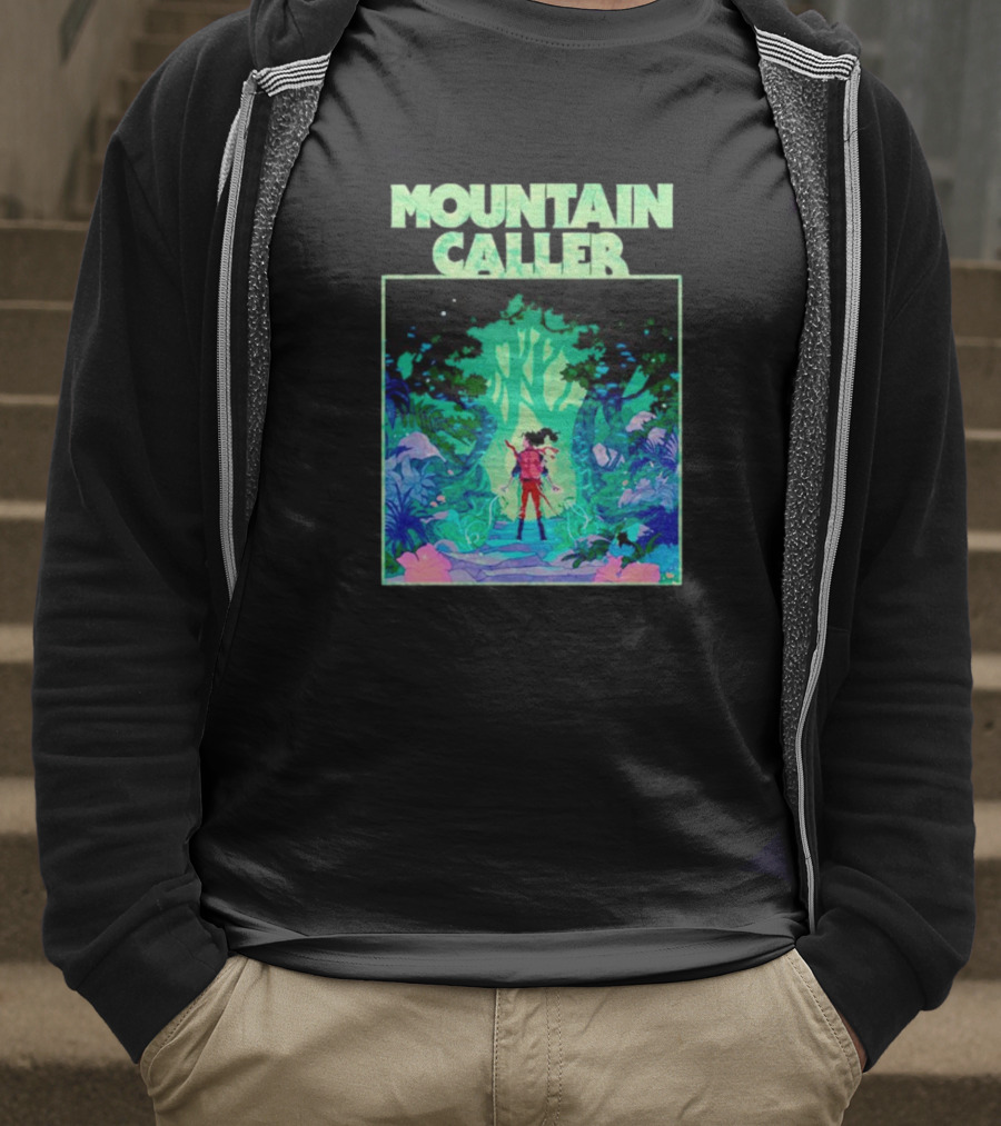 Mountain Caller Green Leaves Enchanted Forest Explorer T-Shirt
