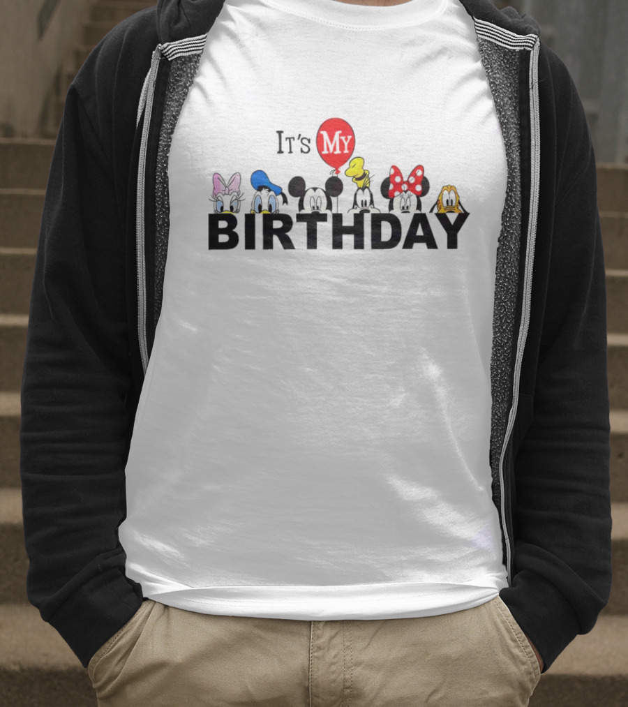It's My Birthday Disney Characters Mickey Minnie Donald Balloon T-Shirt