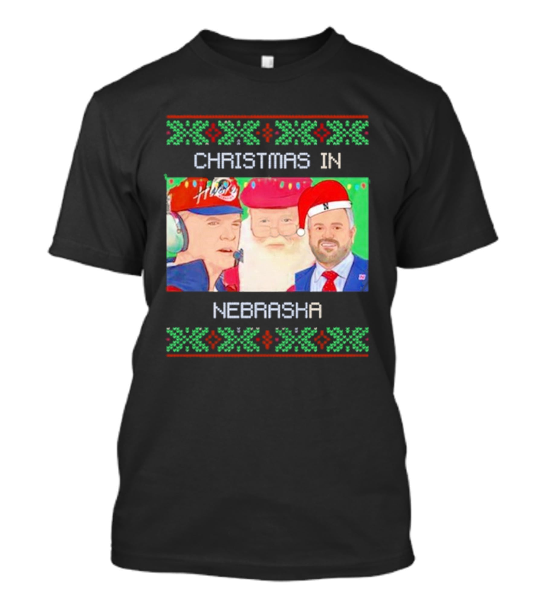 CHRISTMAS IN NEBRASKA HUSKERS SANTA COACH HOLIDAY T-Shirt