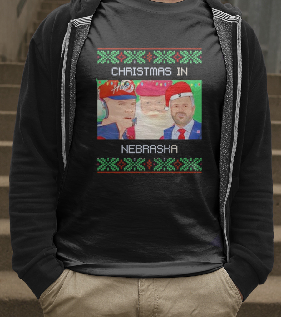 CHRISTMAS IN NEBRASKA HUSKERS SANTA COACH HOLIDAY T-Shirt
