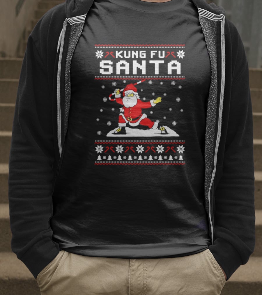 Kung Fu Santa Funny Christmas Sweater Santa Martial Arts Holiday T-Shirt