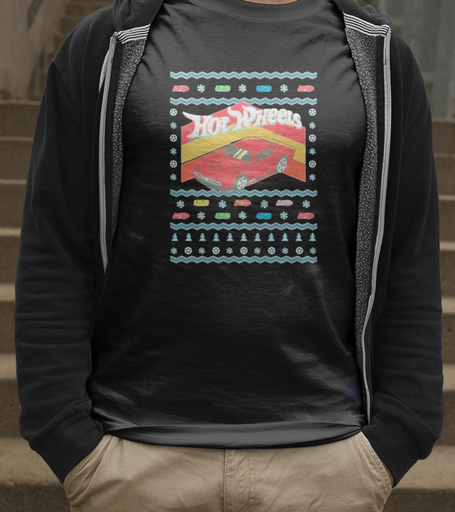 Hot Wheels Holiday Red Car Snowflake T-Shirt